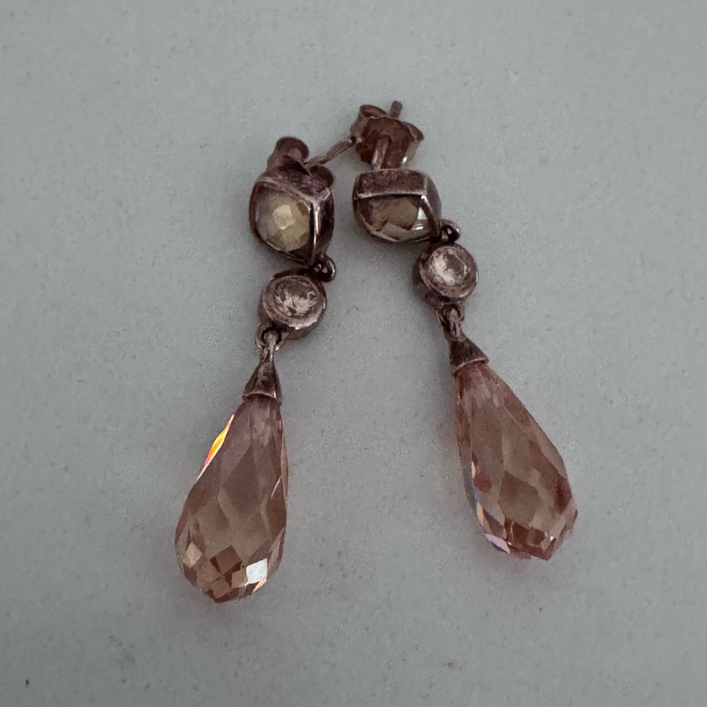 Rose Cut Crystal Teardrop Earrings | Vintage Style Drop Earrings